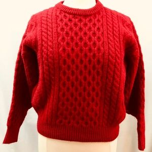 IRISH KNIT SWEATER - RED - PULLOVER - SIZE L